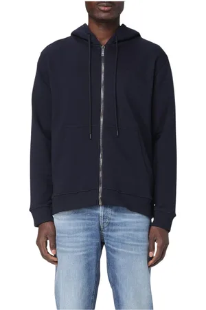 Dondup Sweatshirts & Hoodies, Herr, L, Bomull, Blå ZipUp Hoodie Snygg Bekväm Garderob