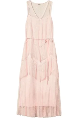 Twin-Set Klänning, Dam, M, Polyester, Lång Veckad Klänning i Rosa