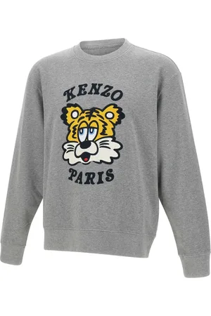 Kenzo Sweatshirts & Hoodies, Herr, S, Bomull, Grå bomullströja med flerfärgad logotyp