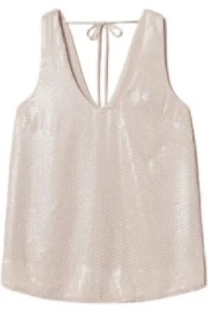 Twin-Set Topp, Dam, S, Polyester, Paljettbroderad Rope Top med Ryggband