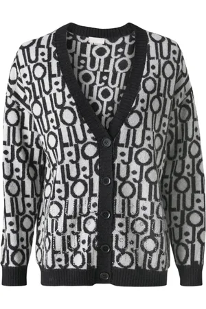 Liu Jo Stickade tröjor & koftor, Dam, XL, Öppen Logo Cardigan
