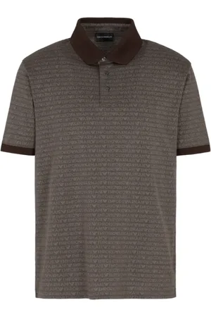 Emporio Armani Topp, Herr, L, Bomull, Klassiskt Logopikétröja Brun