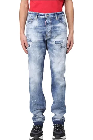 Dsquared2 Jeans, Herr, L, Bomull, Blå Distressed Slim Fit Jeans