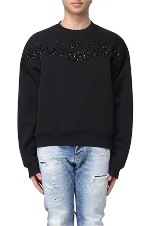 Dsquared2 Sweatshirts & Hoodies, Herr, S, Bomull, Lyxig Kristall Sweatshirt Avslappnad Passform