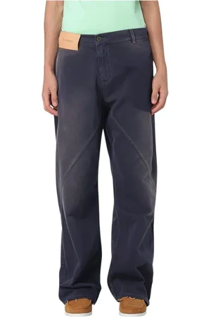 J.W.Anderson Jeans, Herr, W32, Bomull, Marinblå Jeans med Fickor och Avslappnad Passform