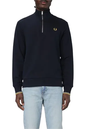 Fred Perry Sweatshirts & Hoodies, Herr, XL, Blå Klassisk Crew Neck Sweater