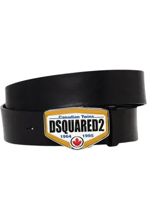 Dsquared2 Accessoarer, Herr, 90 CM, Läder, Svart Läderbälte med Metallspänne