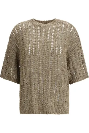 Brunello Cucinelli Stickade tröjor & koftor, Dam, S, Elegant Openwork Stickad Topp