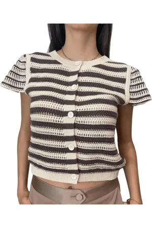 Twin-Set Stickade tröjor & koftor, Dam, XS, Bomull, Rosa Choklad Ruffled Sweatshirt