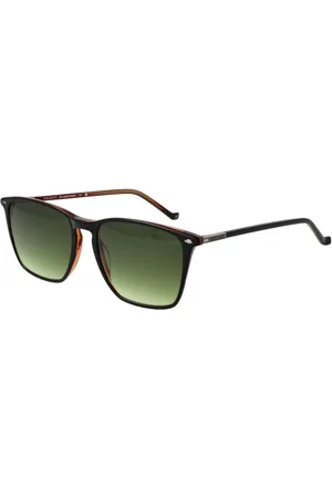 Hackett Accessoarer, unisex, ONE Size, Svarta fyrkantiga solglasögon med gröna gradientlinser