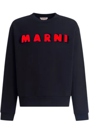 Marni Sweatshirts & Hoodies, Herr, S, Bomull, Broderad Logo Sweatshirts & Hoodies