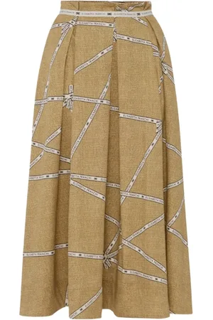 Elisabetta Franchi Kjol, Dam, L, Bomull, Elegant bomull midi kjol med logomidjeband