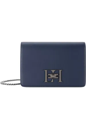 Elisabetta Franchi Väska, Dam, ONE Size, Läder, Blå Axelväska med Metalllogo