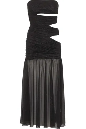 ROTATE Klänning, Dam, L, Polyester, Svart Glitter Cut-Out Maxi Klänning