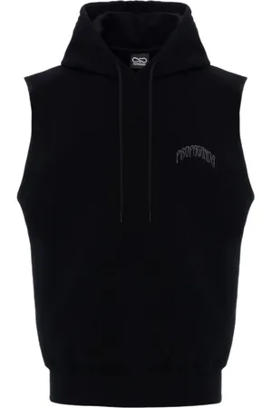 Propaganda Sweatshirts & Hoodies, Herr, XL, Bomull, Svart huvtröja väst broderad bomull