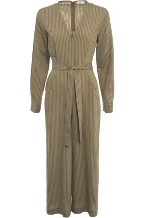 Liu Jo Jumpsuits & Playsuits, Dam, M, Randig Jumpsuit Grön V-Ringning Chic Look