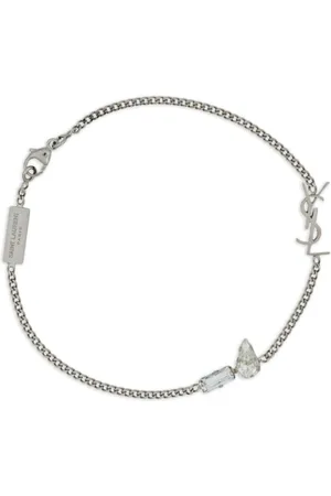 Saint Laurent Accessoarer, Dam, S, Ädelsten Logotyp Armband i Silver