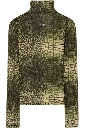 OFF-WHITE Stickade tröjor & koftor, Dam, S, Grön Krokodil Tröja Ss25