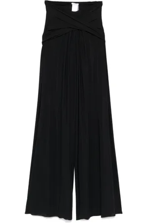 Amazuìn Byxor, Dam, ONE Size, Svarta Wide-Leg Jersey Byxor