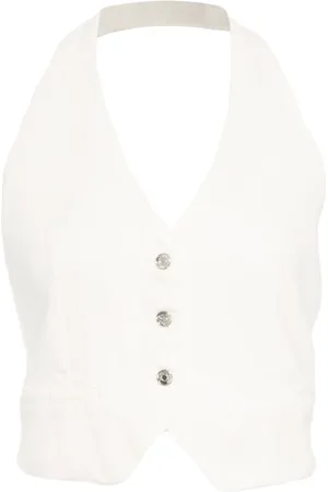 Liu Jo Jacka, Dam, M, Denim, Vit Denim Blazer med Rhinestone Detaljer
