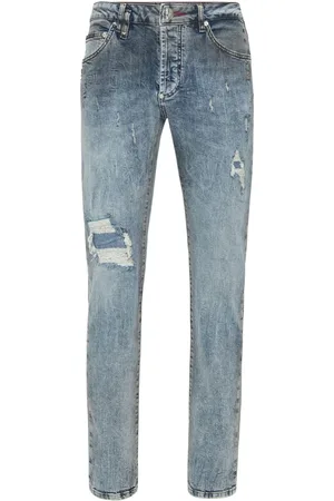 Philipp Plein Jeans, Herr, W34, Denim, Stiliga Denim Jeans för Män