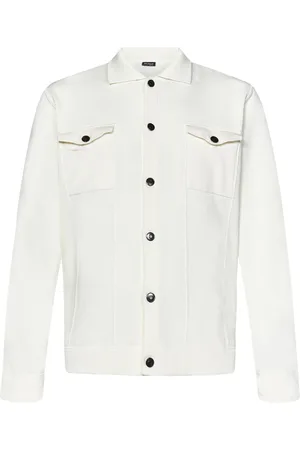 Kiton Jacka, Herr, L, Bomull, Vit Bomullstickad Jacka