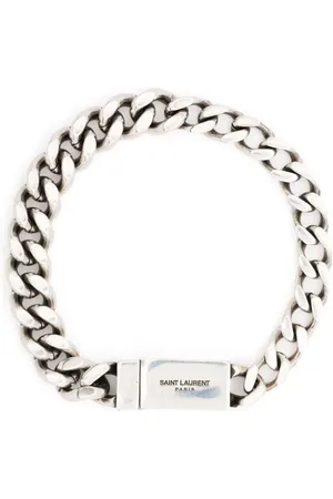 Saint Laurent Accessoarer, Herr, M, Silver Graverat Logotyp Kedjearmband
