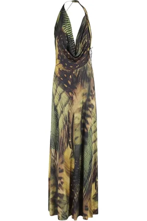 Amazuìn Klänning, Dam, ONE Size, Jungle Print Lång Klänning Multifärgad