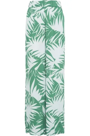 Liu Jo Byxor, Dam, M, Grön Satin Wide Leg Byxor