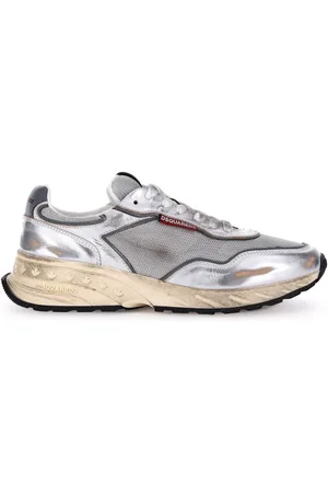 Dsquared2 Skor, Herr, 41 EU, Läder, Silver Sneakers Vintage Mesh Löparskor