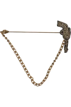 Dolce & Gabbana Accessoarer, Herr, ONE Size, Polyester, Svart Guld Revolver Brosch Reversnål