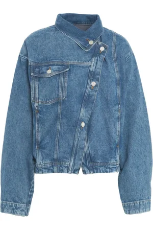Won Hundred Jacka, Dam, S, Denim, Blå Denim Asymmetrisk Jacka