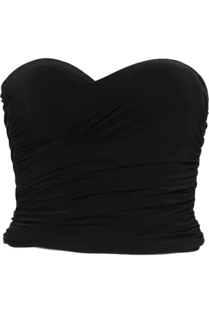 Amazuìn Topp, Dam, ONE Size, Svart Draperad Bustier Top Ss25