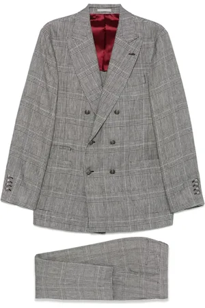 Brunello Cucinelli Kostym, Herr, XL, Svart dubbelknäppt klänning med fickor