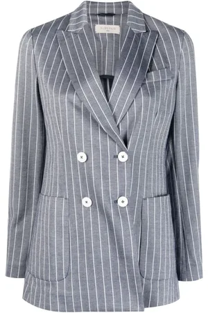 Circolo Jacka, Dam, L, Bomull, Blå Pinstripe Dubbelknäppt Blazer