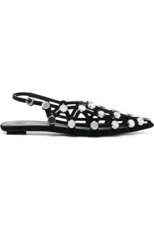 The Attico Skor, Dam, 37 1/2 EU, Läder, Svarta Ballerinaskor med Studs