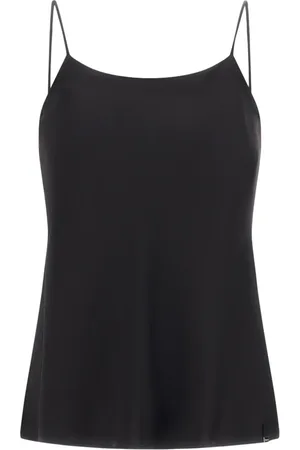 HERNO Topp, Dam, L, Svart Crêpe Satin Camisole Topwear