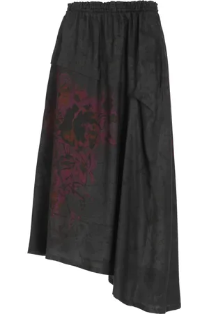 Y-3 Kjol, Dam, M, Svart Flared Asymmetrisk Kjol Kvinna