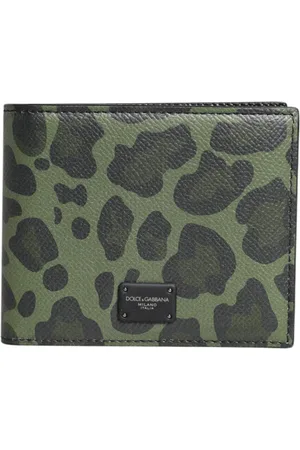 Dolce & Gabbana Accessoarer, Herr, ONE Size, Läder, Svart Grön Läder Bifold Korthållare
