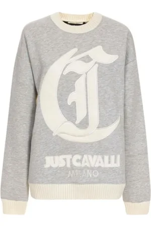 Roberto Cavalli Sweatshirts & Hoodies, Herr, XS, Präglad Logotyp Crew-Neck Sweatshirt
