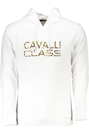 Roberto Cavalli Sweatshirts & Hoodies, Herr, 3Xl, Bomull, Vit Bomull Herrtröja
