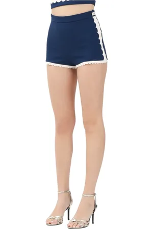 Elisabetta Franchi Shorts, Dam, M, Blå Broderade Shorts för Kvinnor