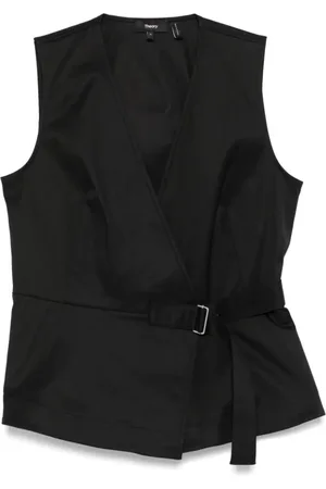 THEORY Topp, Dam, S, Bomull, Ärmelös Wrap Top i Bomull Chino