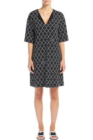 Max Mara Klänning, Dam, L, Elegant Svart Midi Klänning med V-Hals