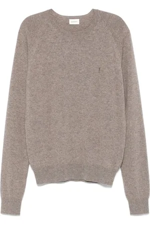 Saint Laurent Stickade tröjor & koftor, Herr, S, Brun Cashmere Crew Neck Sweater