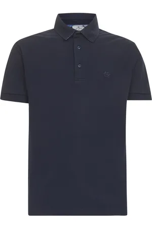 Etro Topp, Herr, S, Bomull, Blå Polo Tröja med Broderad Logotyp