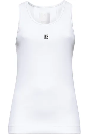 Givenchy Topp, Dam, S, Bomull, Vit Racerback Topp med 4G Detalj