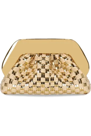 THEMOIRÈ Väska, Dam, ONE Size, Guld Vävd Straw Clutch Väska