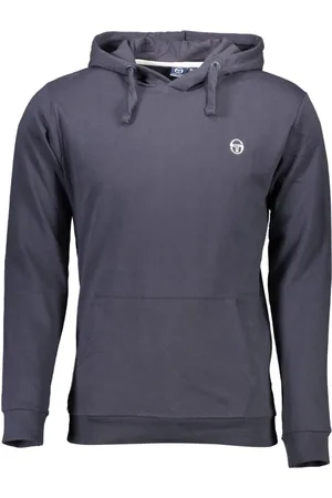 Sergio Tacchini Sweatshirts & Hoodies, Herr, S, Bomull, Blå Hoodie med Broderat Logotyp