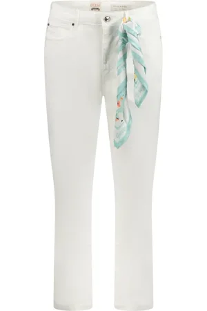 Guess Jeans, Dam, W24, Denim, Vit Denim Skinny Jeans med Avtagbar Halsduk